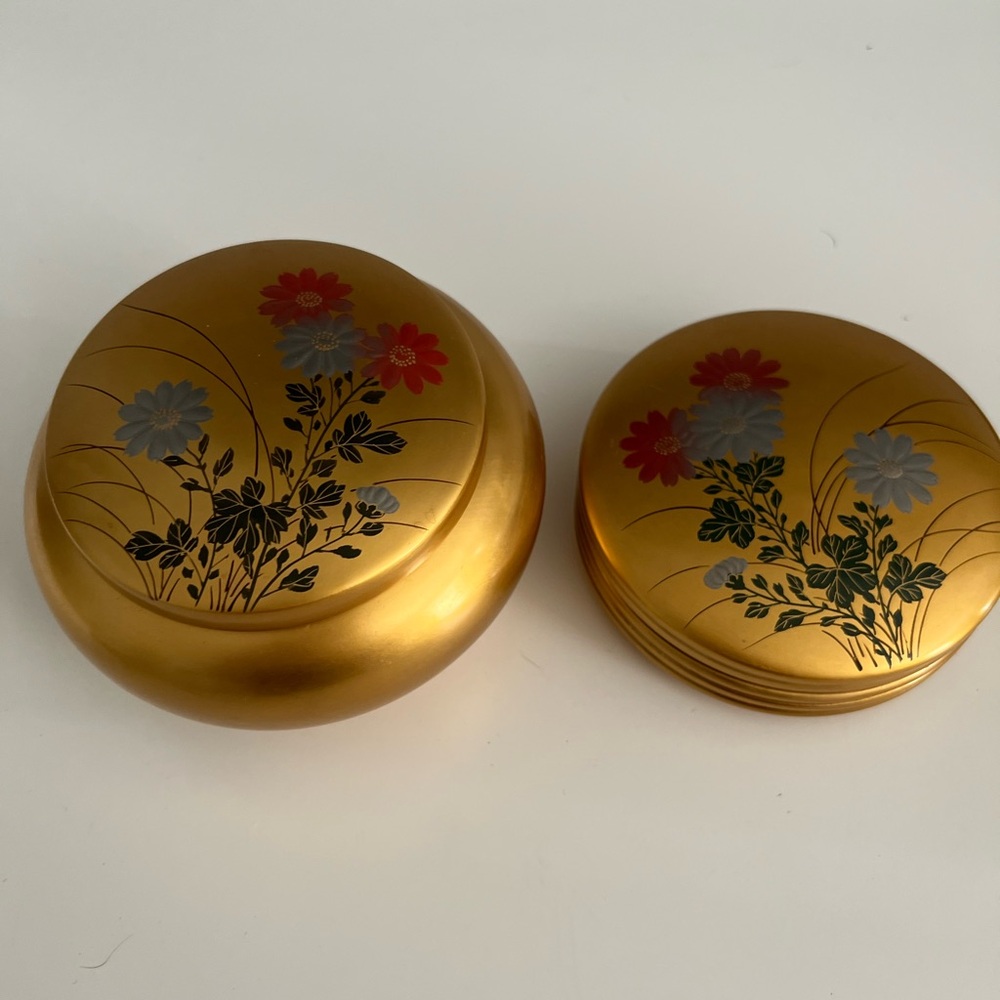 TWO Rare Occupied Japan Yoshida Shoten AIZU Collectible Vintage Box